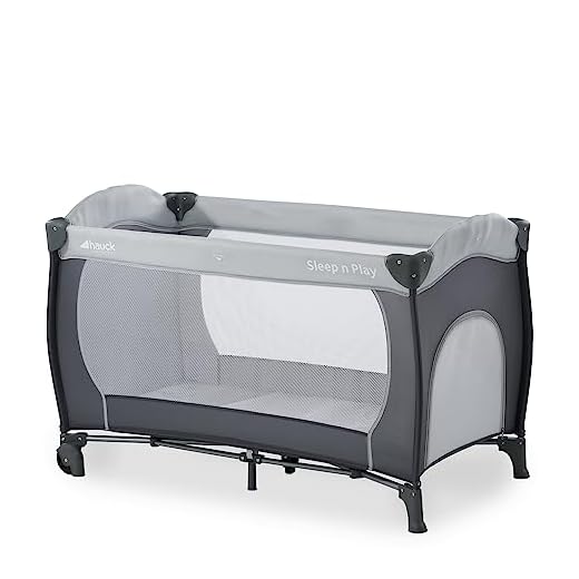 hauck Kinderreisebett Sleep N Play Go Plus mit Transporttasche, Rädern, Schlupf zum Spielen, Klein Zusammenklappbar, Baby Reisebett Kleinkind ab Geburt bis 15 kg (Stone)