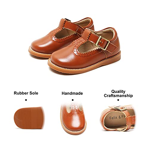 Felix & Flora Toddler Little Girl Brown Mary Jane Dress Shoes - Ballet Flats For Easter Flower Girl Party School Shoes(Brown,6 Toddler) #TOP4