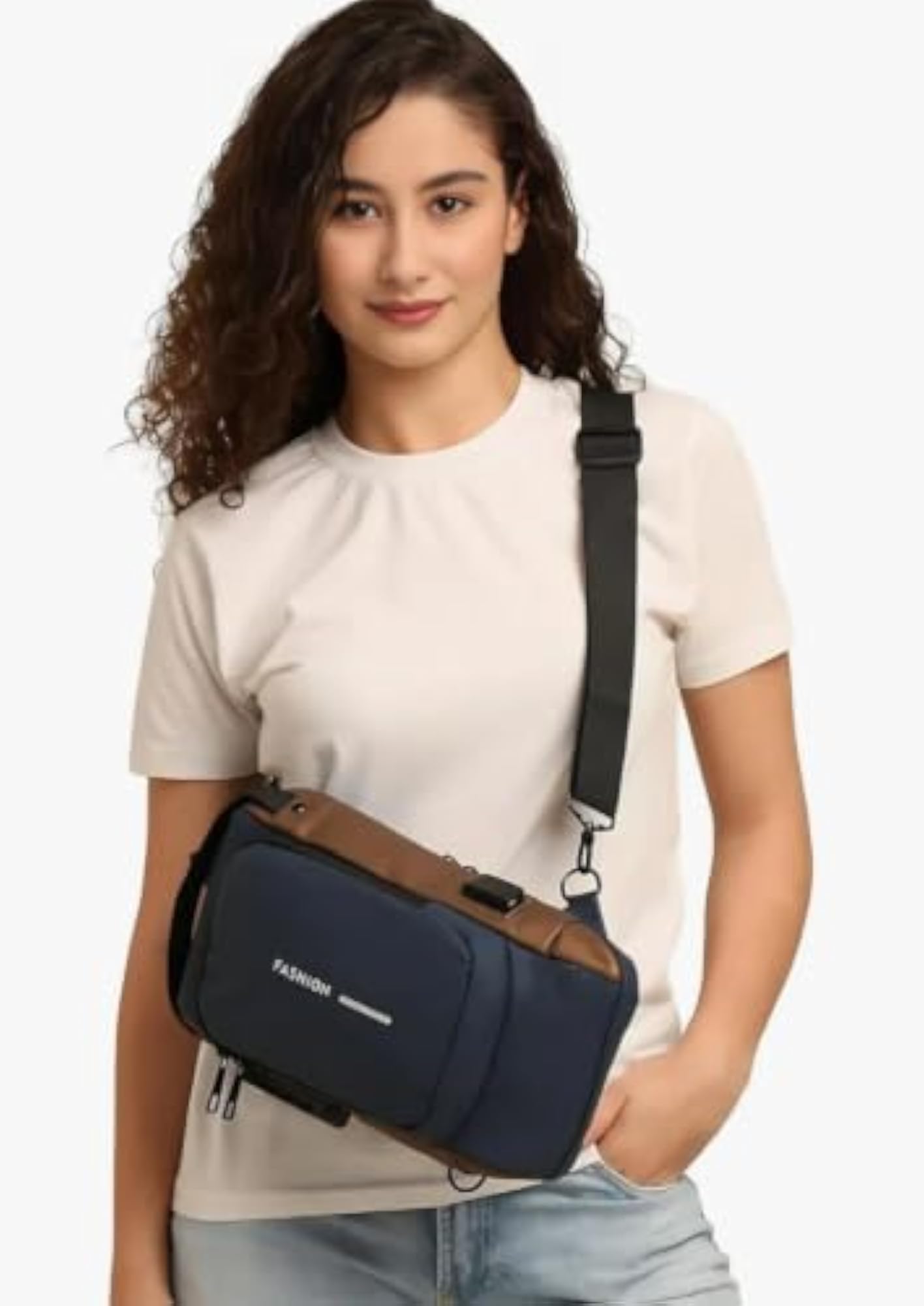 Fashion Sling Bag with USB Charging Port