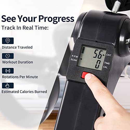 AGM Foldable Mini Pedal Exerciser, Compact Arm Leg Exercise Bike with LCD Display for Home Office Workout - Image 3
