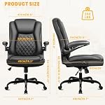 Brick Attic chaise de bureau, chaise de bureau de bureau ergonomique en cuir avec roues chaise de travail d'ordinateur pivotante avec support Lumbar et accoudoirs Flip-up noir