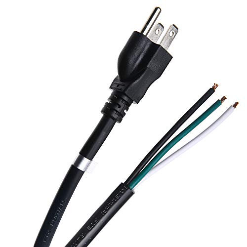 14 Awg 3 Conductor 3-Prong Power Cord With Open Wiring, 15 Amp Max, 6 Ft Replacement Power Cord With Open End, Pigtail Open Cable #TOP4