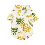 Hawaiian Dog Shirt – Lightweight and Breathable Summer T-Shirt with Tropical Prints, Fun Beach Outfit for Small, Medium, and Large Dogs, Perfect for Hot Days and Outdoor Vacation.Pineapple M