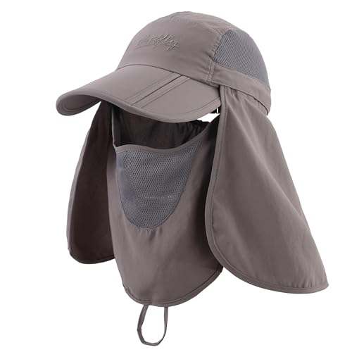 Image of Connectyle Men's Foldable Baseball Sun Cap with Removable Face Mask Neck Flap Cover UPF 50+ Sun Protection Fishing Hiking Hat
