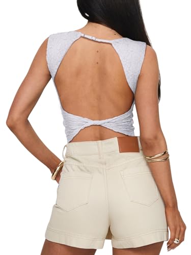 REORIA Women's Open Back Lace Tank Top - Use code Y3Y5ESSG - Image 2