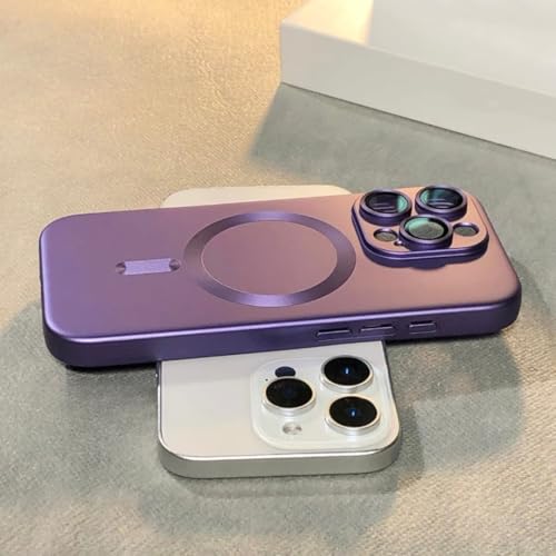 Coque de luxe iPhone 13 Pro silicone magnétique violet haute protection antichoc