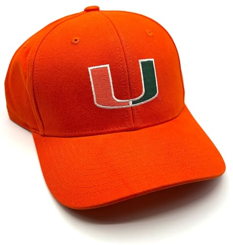 Officially Licensed University Miami Orange MVP Hat Classic Hurricanes Team Logo Adjustable Embroidered Structured Baseball Sports Cap