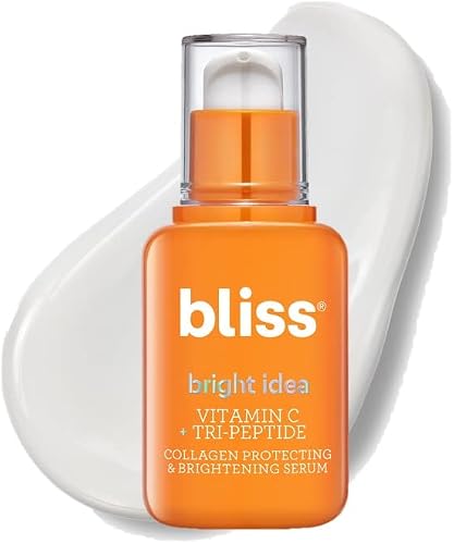 Bliss Bright Idea Vitamin C + Tri-Peptide Collagen Protecting & Brightening Serum for Dark spots, Even Skin Tone, Fine lines & Wrinkles - Clinical Grade Vitamin C - Suitable for all Skin Types- 1 Fl Oz - Clean - Vegan & Cruelty-Free