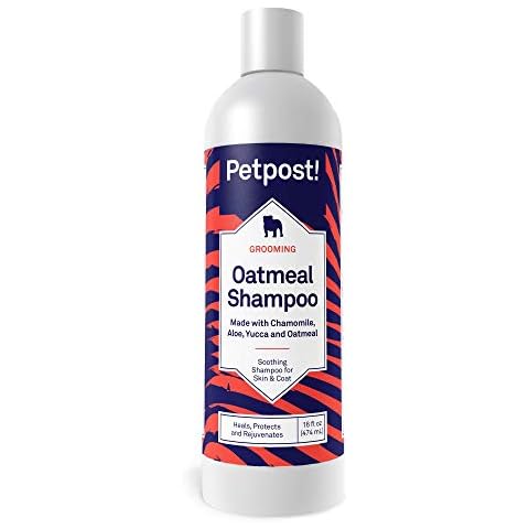 Petpost | Oatmeal & Chamomile Shampoo for Dogs with Dry Skin - Naturally Heals, Protects, Rejuvenates Dog Skin & Coat - Oatmeal, Chamomile, Aloe & Yucca Formula 8 oz. Cover