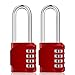 ZHEGE Luchetti Combinazione Lungo, 4 cifre Lucchetto per Uso Interno ed Esterno, per Armadietto, Cancelli, Porte, Capannoni, Contenitori (2 Pacchi, Rosso)