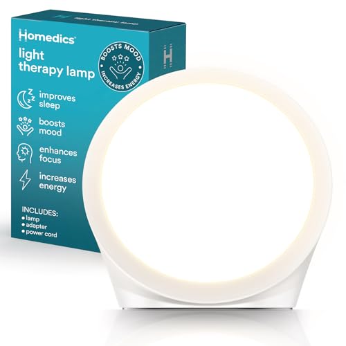 Homedics Light Therapy Lamp,10,000 Lux, UV-Free, Full Spectrum LE...