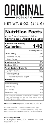 Pop Daddy Flavored Popcorn Gourmet, Original Flavor Popped Popcorn, Hand Seasoned Ruby Red Kernels, Gluten Free Healthy Popcorn Snacks, 5oz Individual Bags, 3 Pack - Thumbnail 2