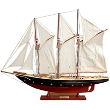 Old Modern Handicrafts Atlantic Painted Large Sailboat Schooner Yacht Model - Museum Quality Finish for Home & Office - Fully Assembled - 38L x 8W x 33H Inches