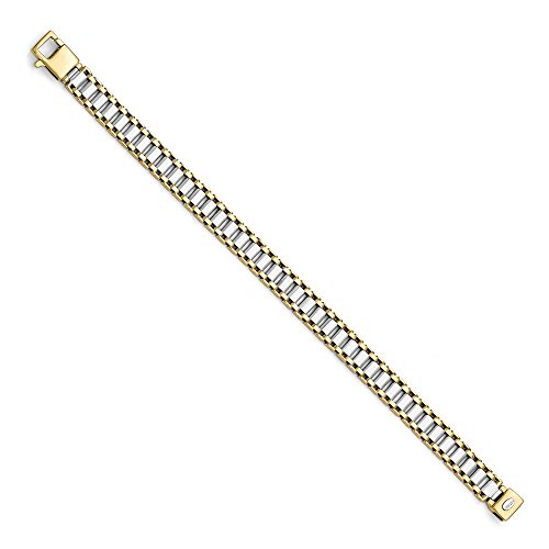 Fb Jewels Solid 14K Yellow Gold Plated Sterling Silver Polished Link Mens Bracelet #TOP1
