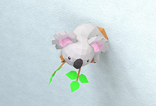 Koala On Branch Paper Sculpture,Pre-Cut Diy Papercraft Kit,Handmade Wild Animal Figurine,3D Paper Art,Low Poly Wall Decor,All Accessories Included,Diy Teens Gift #TOP3