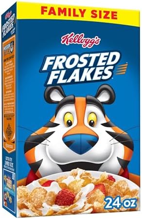 Kellogg's Frosted Flakes Breakfast Cereal, Kids Cereal, Family Breakfast, Family Size, Original, 24oz Box (1 Box)