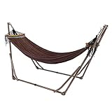 VASTLAND(ヴァストランド) ハンモック 自立式 スタンド 折りたたみ 耐荷重300kg 3段階長さ調節 収納袋付き 室内 野外 キャンプ 茶×ブラウン