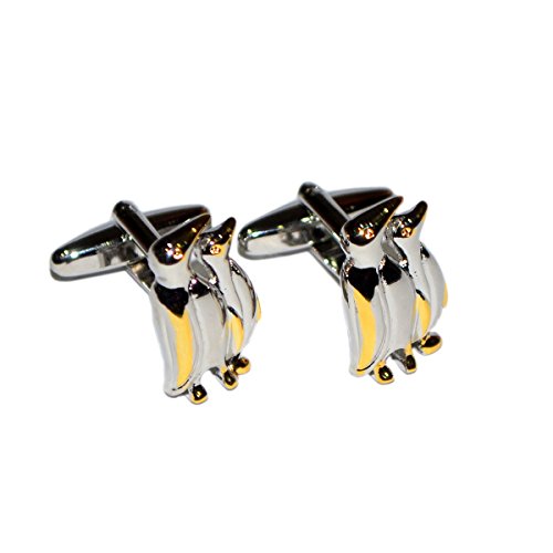 Mancuernillas para hombre diseño pingüinos bicolor miniatura 1