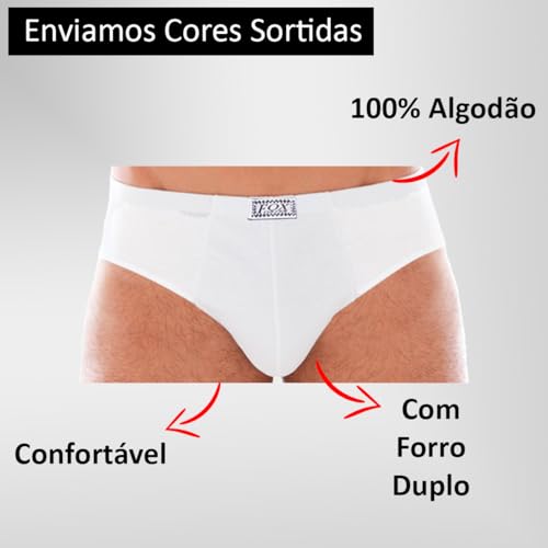 Kit 10 Cueca Slip Masculina Algodão Básica Original (GG veste 42, Multicolorido)