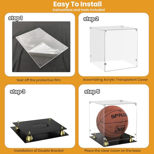 Acrylic Basketball Case Display - Clear Full Size Holder with UV Protection for Autographed Basketball Memorabilia, Bilayer Display Stand by ZenGlyph - Image 4