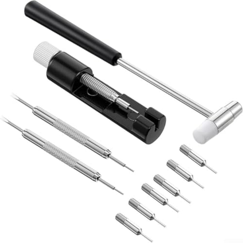 Trurovem Kit de retrait de maillons de montre avec extracteur de goupille et double tête, en alliage de zinc pour redimensionner les bracelets sur les montres habillées et de sport, comprend un