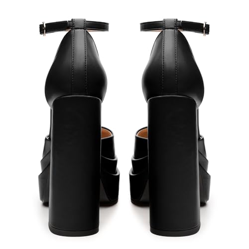 WAYDERNS Platform Heels for Women Block High Heel Closed Round Toe Ankle Strap 5.9 Inch Pumps Stylish Prom Party Wedding Dress Shoes4