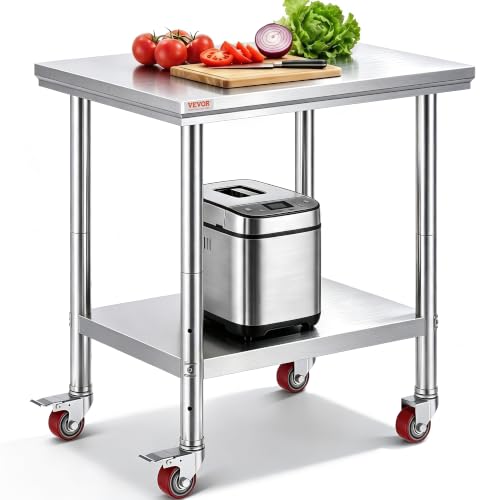 VEVOR Stainless Steel Work Table with Wheels
