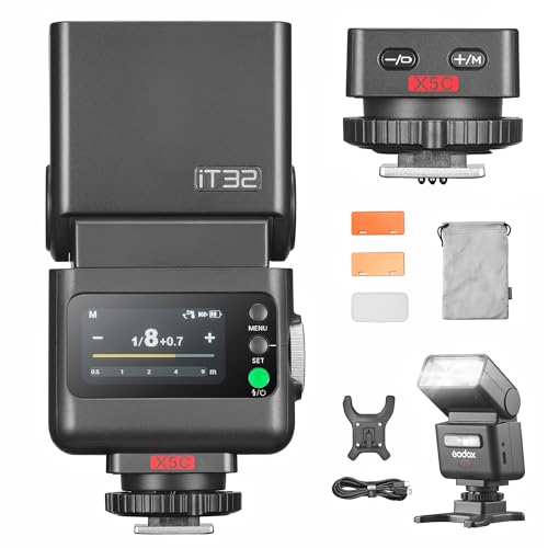 GODOX IT32 TTL Camera Flash with X5 Wireless Flash Trigger for Canon Cameras Compatible with Godox X Series (X3/X3Pro/XPro/XProII/X2T), 2.4G Wireless, GN18, Recycle Time 1.5s, Magnetic Interface