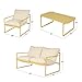 Grand patio Gartenmöbel 4er Set, Balkonmöbel Set 4 Personen mit Kissen, Lounge Möbel Outdoor mit Gartensofa, 2 Sessel, Tisch, Terassenmöbel Sitzgruppe Loungemöbel für Garten, Außen, Drinnen (Gelb)