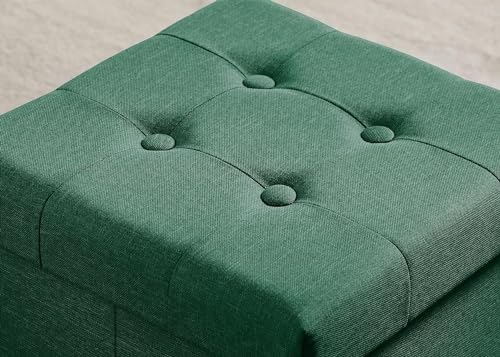 Madera Nieve Banco con Almacenamiento, Banco Acolchado, Taburete, baúl con Capacidad de Carga de hasta 300 kg, 38 x 38 x 38 cm (Lino) (Verde) - imagen 6
