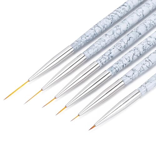 Tbestmax 6 Peças Pincéis Delineadores para Unhas, Pintura Em Gel Uv, Pincéis de Acrílico para Unhas,