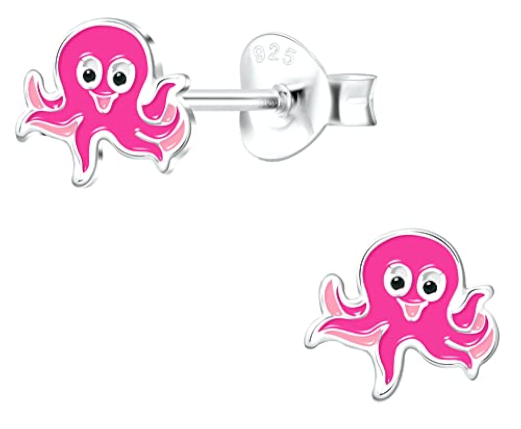 925 Sterling Silver Hypoallergenic Octopus Stud Earrings for Kids