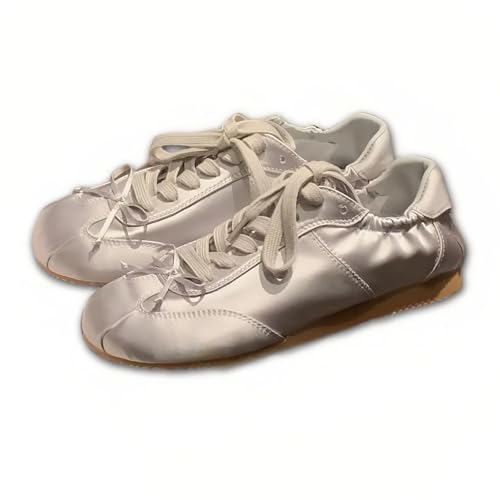 Women Cute Sneakers Sweet Bow Accent Ballet Style Flats Candy Color Soft Sole Slip-On Comfortable Round Toe Casual Shoes