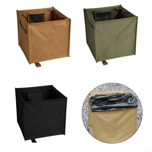 Cesta de almacenamiento plegable de tela Oxford, contenedor de basura para camping negro 6
