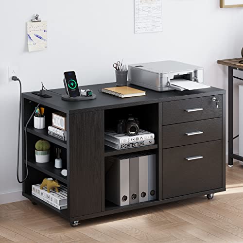 image for YITAHOME File Cabinet with Charging Station, Mobile Lateral Filing Cab
