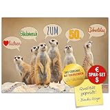 BREITENWERK A4 XXL 50 Geburtstag Karte ERDMÄNNCHEN mit Umschlag   edle Geburtstagskarte   Glückwunschkarte zum 50. Geburtstag für Frau & Mann