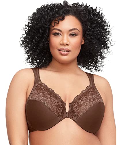 Glamorise Full Figure Plus Size Wonderwire Front-Closure Bra Underwire #1245 Mocha