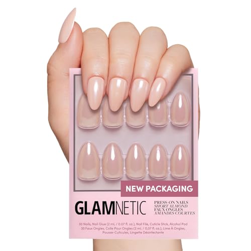 Glamnetic Press On Nails, Short Almond Glazed, Fake Nails 30pc Nail Kit