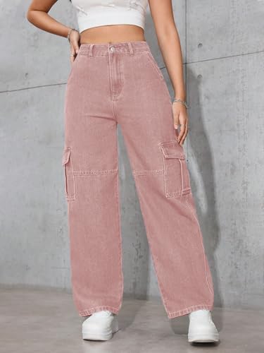 Image of Tagas Women Cargo Jeans | Women,s Cargos-Pants | (Women's) Denim Cargo's Pants || Cargo,s for Woman || Oversized-Jeans for Woman's || Loose Jeans Pant for Woman,s