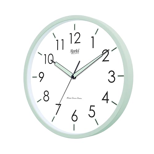 Image of Ajanta Wall Clock - Pista Green - Silent Sweep Movement - 12 Inch Round Analog Clock for Home, Kitchen, Office - Model 10067
