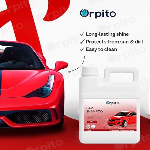 Image of Car Shampoo 5L Multi Fragrance | High Foam Car Wash Liquid | Deep Cleaning Formula | pH Neutral Paint Safe | Removes Dust & Grime | Glossy Finish Wash (1, RED)