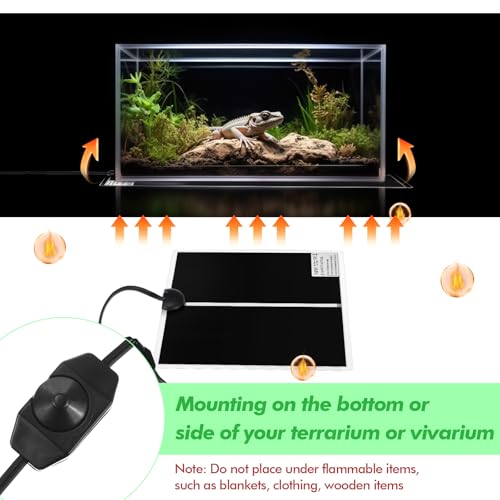 ROCEEI 3 Pcs Reptile Heat Mat 11x11 Inch 14W Reptile Heating Pad with Temperature Control Removable Terrarium Heat Mat Under Tank Heat Pad for Gecko Turtle Tortoise Snake Lizard Hermit Crab