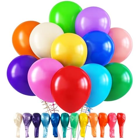RUBFAC 120 Balloons Assorted Color 12 Inches Rainbow Latex Balloons, 12 Bright Color Party Balloons for Birthday Baby Shower Wedding Party Supplies Arch Garland Christmas Gifts Cover