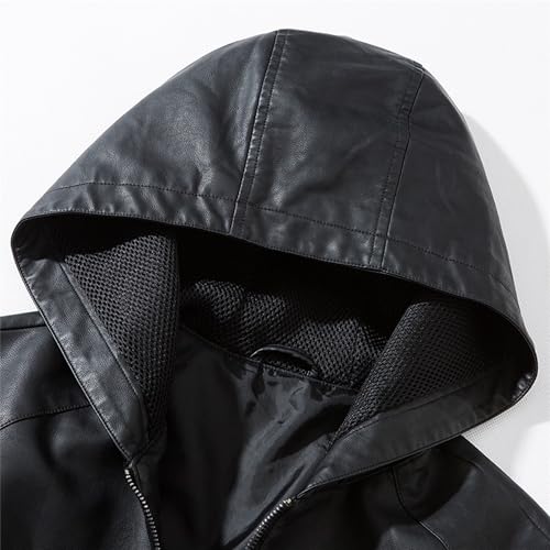 Manteau à capuche décontracté en polyuréthane avec fermeture éclair robuste noir