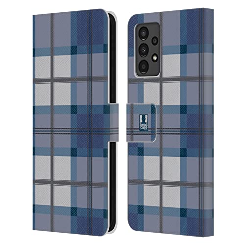 Étui portefeuille en cuir Samsung Galaxy A13 Head Case Designs motif écossais bleu