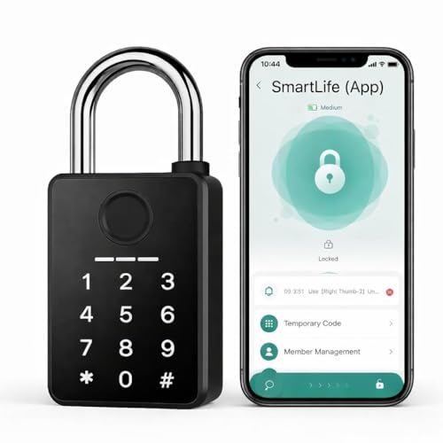 Image of AERYS Smart Lock with Fingerprint, Password, RFID Card, OTP, App Control & Key | 6-Way Unlock | Padlock for Gym, Office, Home, Gate - Waterproof & Long Battery Life (1 Year Warranty)