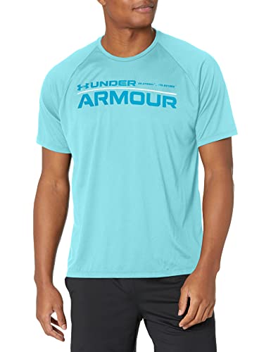 Under Armour Men's Tech Wordmark Short-Sleeve T-Shirt, Fresco Blue (481)/Black, Medium