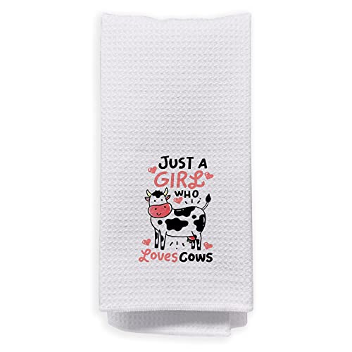 Negiga Just A Girl Who Loves Cows Dish Cloths Towels 24X16 Inch,Farmhouse Cute Dairy Cow Decor Decorative Dish Hand Towels For Kitchen Bathroom,Cow Lover Gifts #TOP25