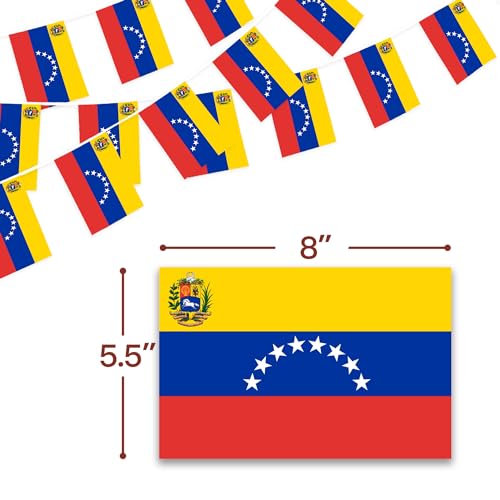 Image of Anley Venezuela String Flag Pennant Flags, Patriotic Events 5th of July Venezuela Independence Day Decoration Sports Bars - 33 Feet 38 Flags