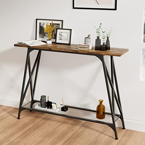 Wolawu Console Sofa Table 41.7 In Entryway Table Industrial Modern Narrow Sofa Tables With Shelves 2-Tier Storage, Entrance Tall High Table For Hallway, Entryway,Bedroom & Living Room Furniture #TOP6